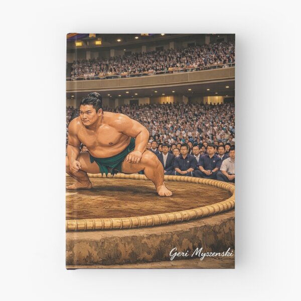 Item preview, Panoramic Sumo Showdown in the Dohyo – Realistic Arena Cartoon Art designed and sold by The Art Queen Of Michigan .