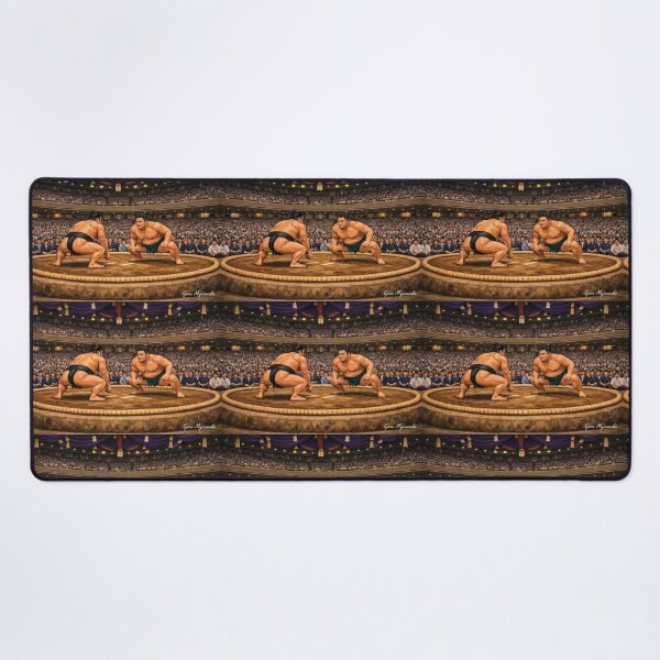 Item preview, Panoramic Sumo Showdown in the Dohyo – Realistic Arena Cartoon Art designed and sold by The Art Queen Of Michigan .