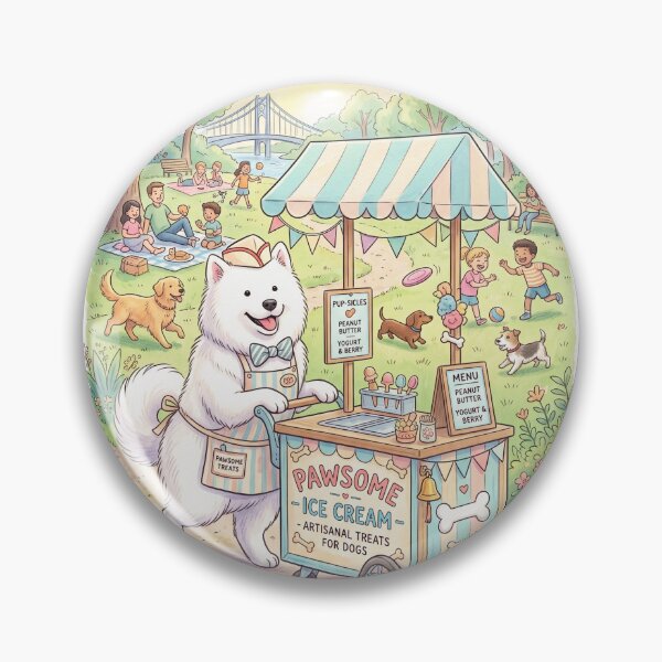 Item preview, Summer Smile: Samoyedo Artisanal Ice Cream Vendor designed and sold by PictoVibe.