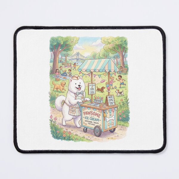 Item preview, Summer Smile: Samoyedo Artisanal Ice Cream Vendor designed and sold by PictoVibe.