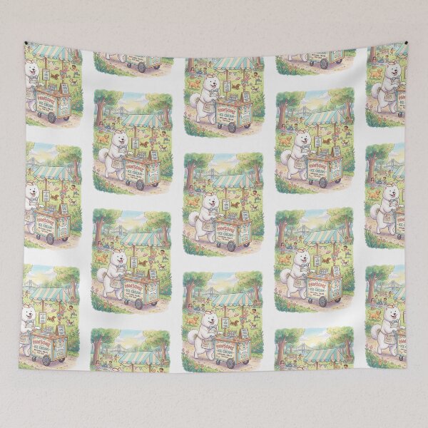 Item preview, Summer Smile: Samoyedo Artisanal Ice Cream Vendor designed and sold by PictoVibe.
