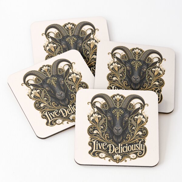Item preview, Live Deliciously Art Nouveau Black Goat Occult Prints designed and sold by PinUpPizzazz.
