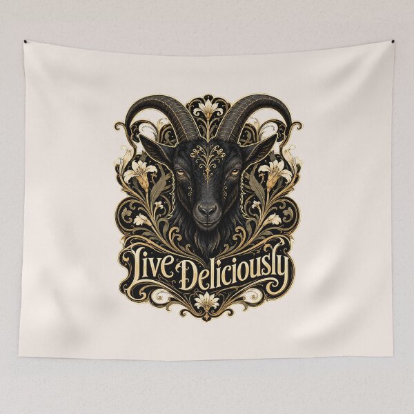 Item preview, Live Deliciously Art Nouveau Black Goat Occult Prints designed and sold by PinUpPizzazz.