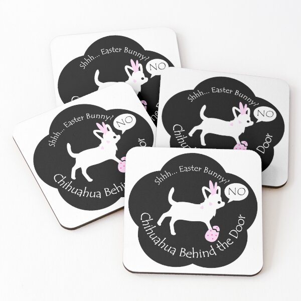 Item preview, Funny Chihuahua Easter Bunny Behind the Door Black Base designed and sold by Na7nasColorShop.