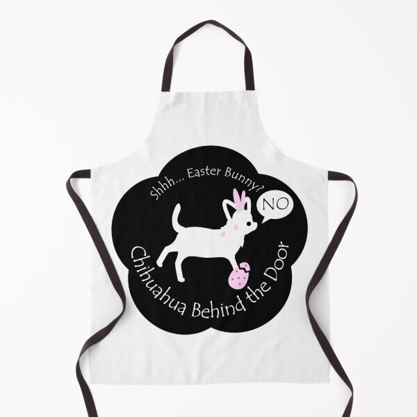 Item preview, Funny Chihuahua Easter Bunny Behind the Door Black Base designed and sold by Na7nasColorShop.