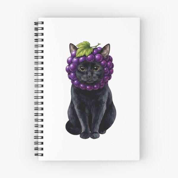 Item preview, Kawaii Fruit Kitty | Black Cat & Grape designed and sold by KittyClosetStore.