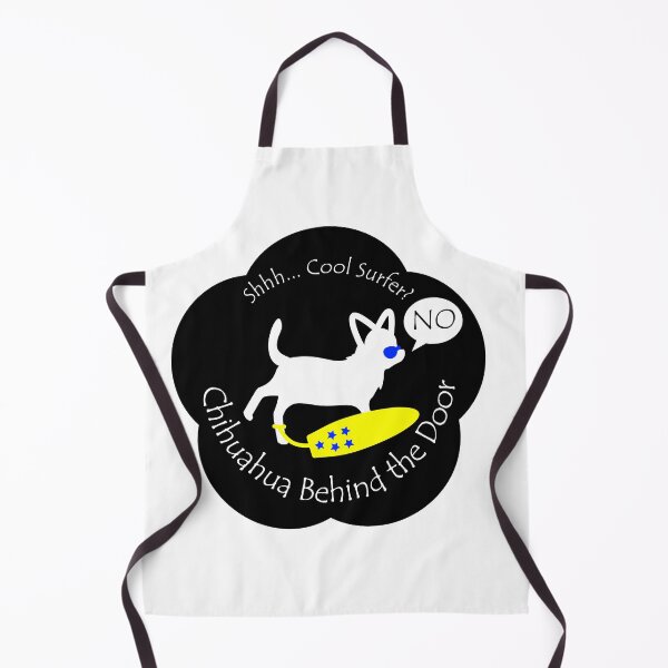 Item preview, Funny Chihuahua Cool Surfer Behind the Door Black Base designed and sold by Na7nasColorShop.
