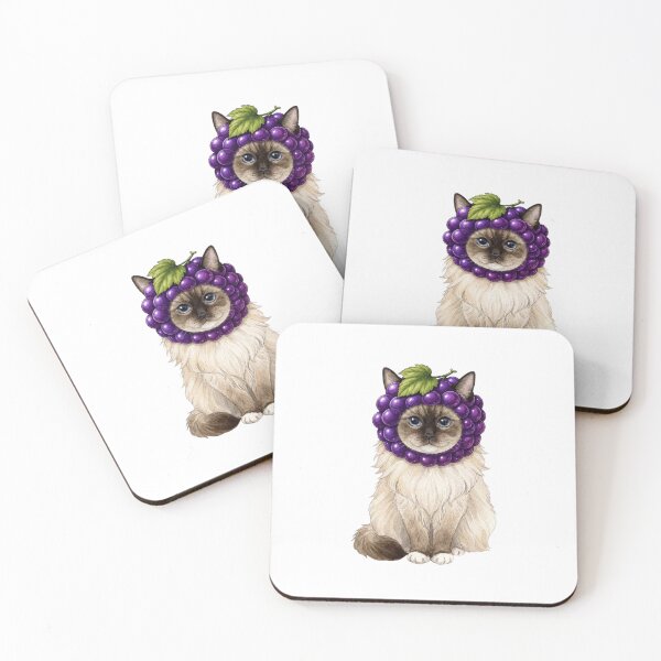 Item preview, Kawaii Fruit Kitty | Ragdoll Cat & Grape designed and sold by KittyClosetStore.