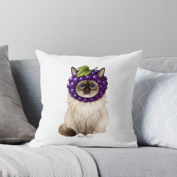 Item preview, Kawaii Fruit Kitty | Ragdoll Cat & Grape designed and sold by KittyClosetStore.