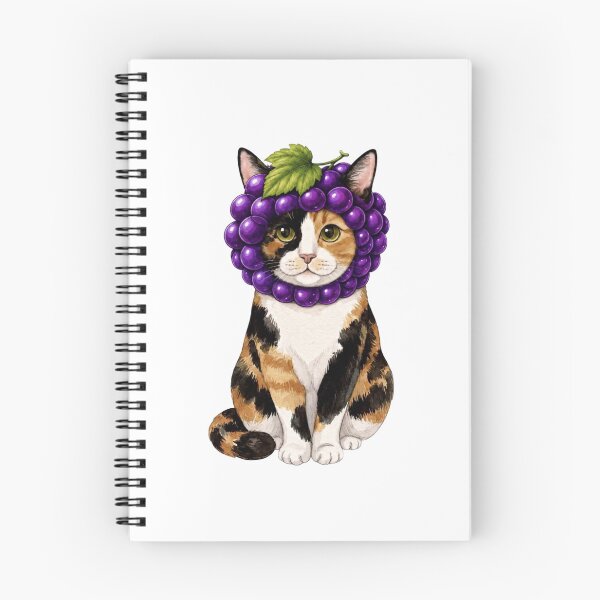 Item preview, Kawaii Fruit Kitty | Calico Cat & Grape designed and sold by KittyClosetStore.