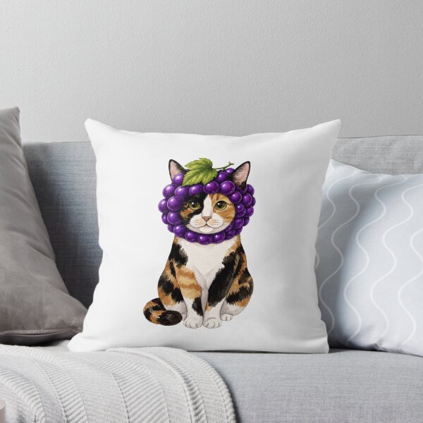 Item preview, Kawaii Fruit Kitty | Calico Cat & Grape designed and sold by KittyClosetStore.