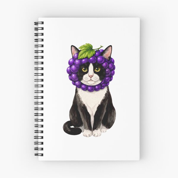 Item preview, Kawaii Fruit Kitty | Tuxedo Cat & Grape designed and sold by KittyClosetStore.