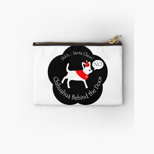 Item preview, Funny Chihuahua Santa Claus Behind the Door Black Base designed and sold by Na7nasColorShop.