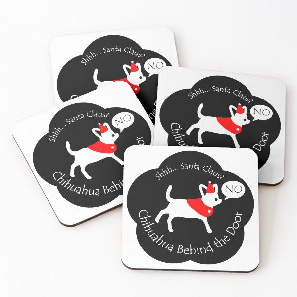 Item preview, Funny Chihuahua Santa Claus Behind the Door Black Base designed and sold by Na7nasColorShop.