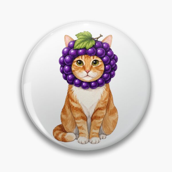Item preview, Kawaii Fruit Kitty | Orange Tabby/Ginger Cat & Grape designed and sold by KittyClosetStore.