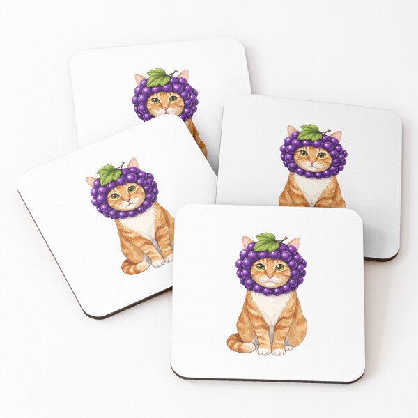 Item preview, Kawaii Fruit Kitty | Orange Tabby/Ginger Cat & Grape designed and sold by KittyClosetStore.