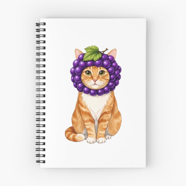 Item preview, Kawaii Fruit Kitty | Orange Tabby/Ginger Cat & Grape designed and sold by KittyClosetStore.