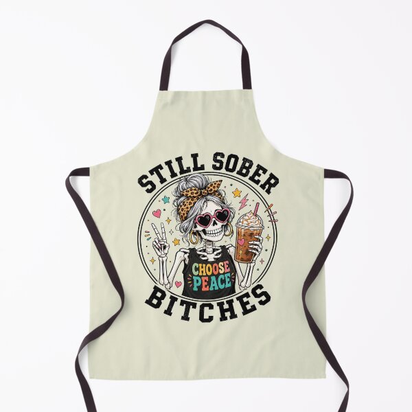 Item preview, Still Sober Bitches Messy Bun Drinking Coffee Skeleton designed and sold by SanipepaVase.