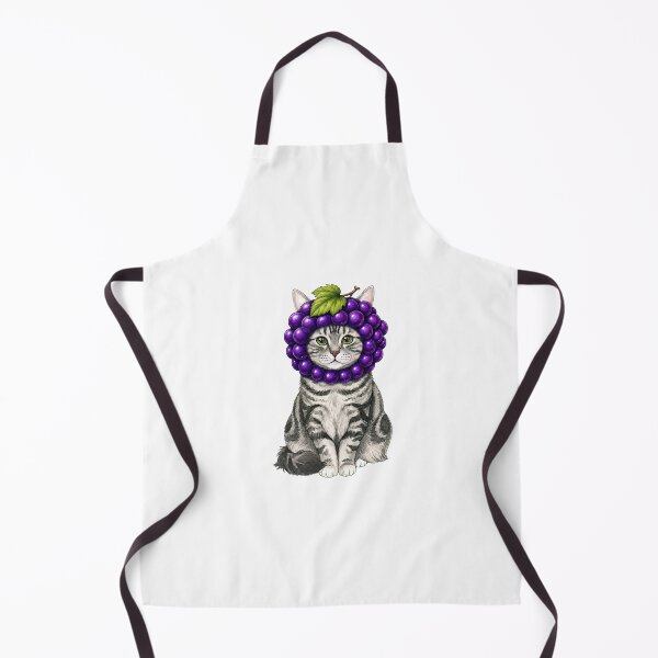Item preview, Kawaii Fruit Kitty | Silver Tabby Cat & Grape designed and sold by KittyClosetStore.