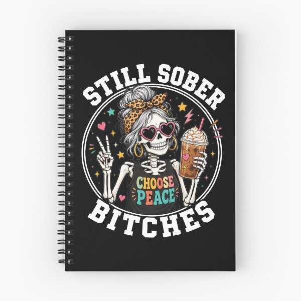 Item preview, Still Sober Bitches Messy Bun Drinking Coffee Skeleton 2 designed and sold by SanipepaVase.