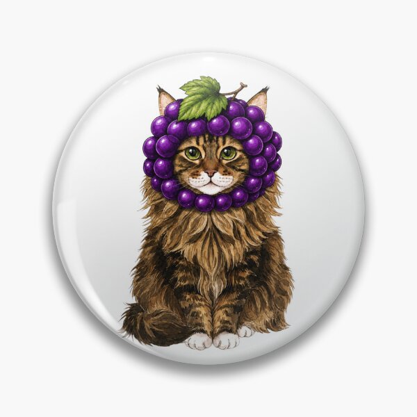 Item preview, Kawaii Fruit Kitty | Maine Coon & Grape designed and sold by KittyClosetStore.