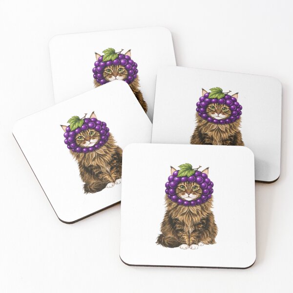 Item preview, Kawaii Fruit Kitty | Maine Coon & Grape designed and sold by KittyClosetStore.