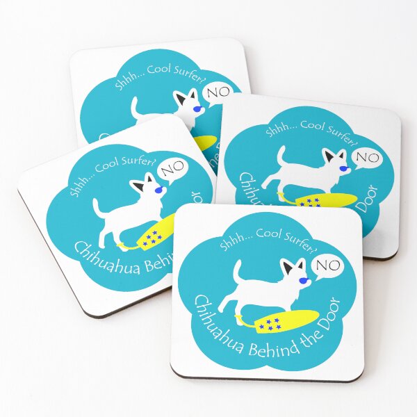 Item preview, Funny Chihuahua Cool Surfer Behind the Door Blue Base designed and sold by Na7nasColorShop.