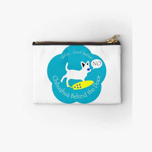 Item preview, Funny Chihuahua Cool Surfer Behind the Door Blue Base designed and sold by Na7nasColorShop.