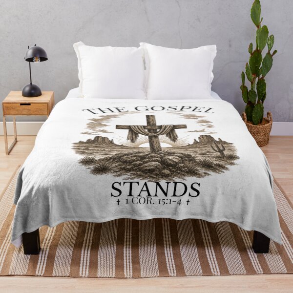 Item preview, The Gospel Stands 1 Corinthians 15: 1-4 Vintage Christian Desert Cross Retro Faith T-Shirt designed and sold by Rosie's Wildflower Boutique.