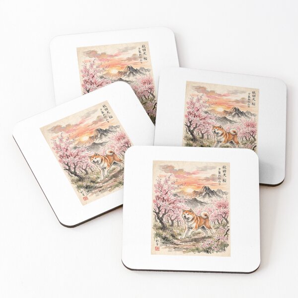 Item preview, Canine Spring: Akita Amidst Blooming Sakura designed and sold by PictoVibe.