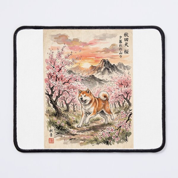 Item preview, Canine Spring: Akita Amidst Blooming Sakura designed and sold by PictoVibe.
