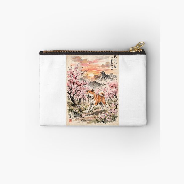 Item preview, Canine Spring: Akita Amidst Blooming Sakura designed and sold by PictoVibe.