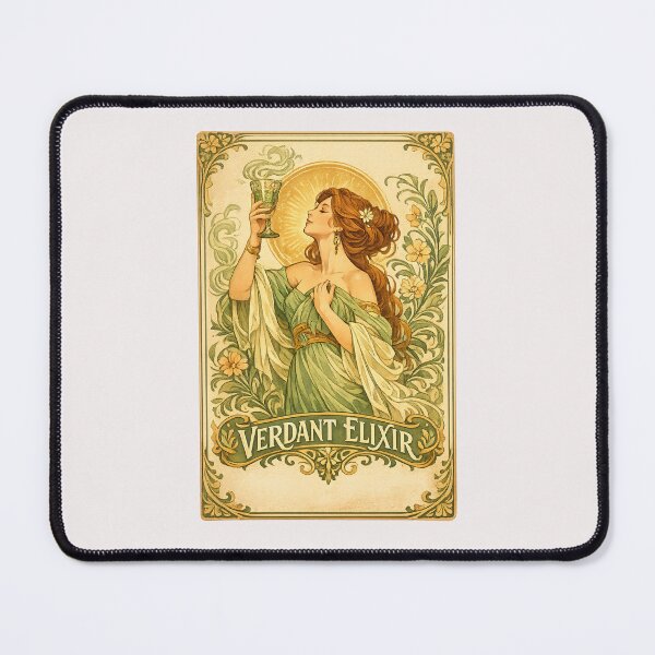 Item preview, Verdant Elixir Art Nouveau Botanical Woman Vintage Poster designed and sold by inkoutninja.