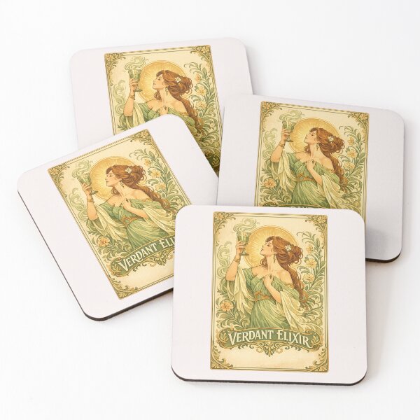 Item preview, Verdant Elixir Art Nouveau Botanical Woman Vintage Poster designed and sold by inkoutninja.