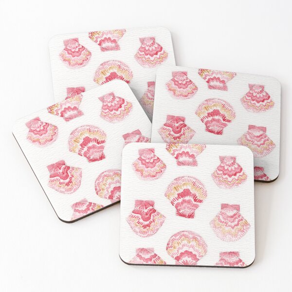 Item preview, Pattern of pink scallop shells in watercolor. designed and sold by KPierceArt.