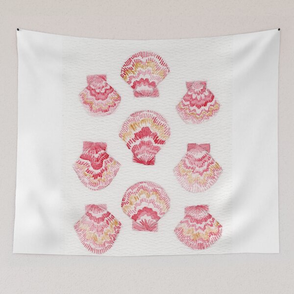 Item preview, Pattern of pink scallop shells in watercolor. designed and sold by KPierceArt.