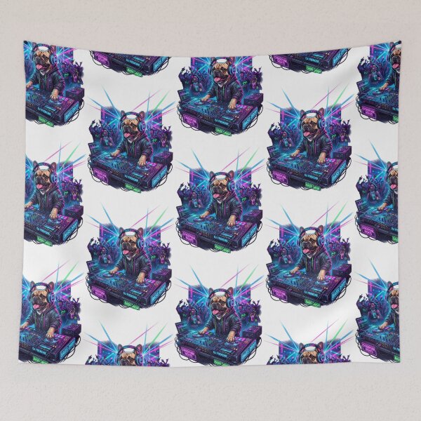 Item preview, Neon Nights: French Bulldog DJ of the Dance Floor designed and sold by PictoVibe.