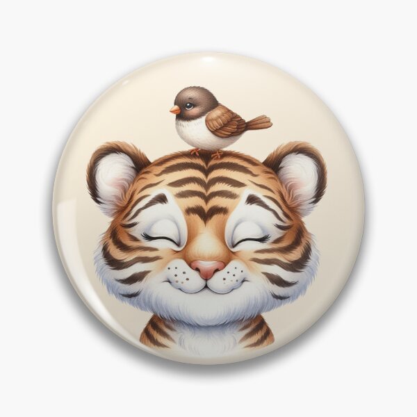 Item preview, Cute Baby Tiger Cub and Little Bird designed and sold by VibeShift Studio.