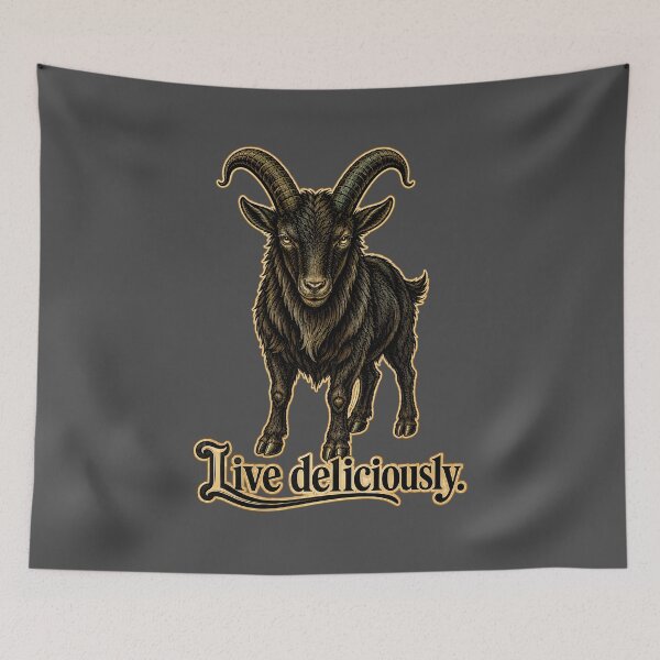 Item preview, Live Deliciously Gothic Black Goat Dark Fantasy Prints designed and sold by PinUpPizzazz.