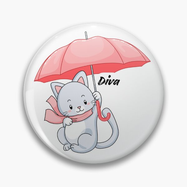 Item preview, Diva Cat Sticker – Cute Kawaii Kitty with Pink Umbrella designed and sold by Saroj Snehi.