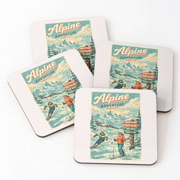 Item preview, Alpine Adventure Awaits Retro Skiing Mountain Travel Poster designed and sold by inkoutninja.