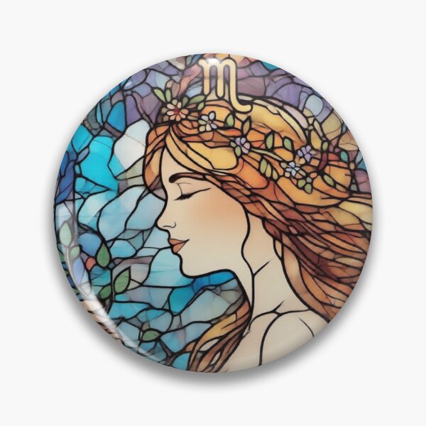 Item preview, virgo zodiac C stained glass colorful stained glass abstract design designed and sold by SmashingDeals.