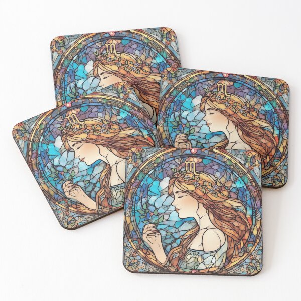 Item preview, virgo zodiac C stained glass colorful stained glass abstract design designed and sold by SmashingDeals.