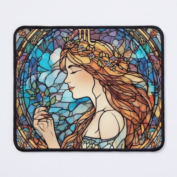 Item preview, virgo zodiac C stained glass colorful stained glass abstract design designed and sold by SmashingDeals.