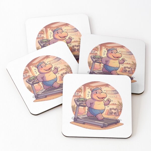 Item preview, Cute Hippo Running on Treadmill Gym Cartoon designed and sold by Covenist.
