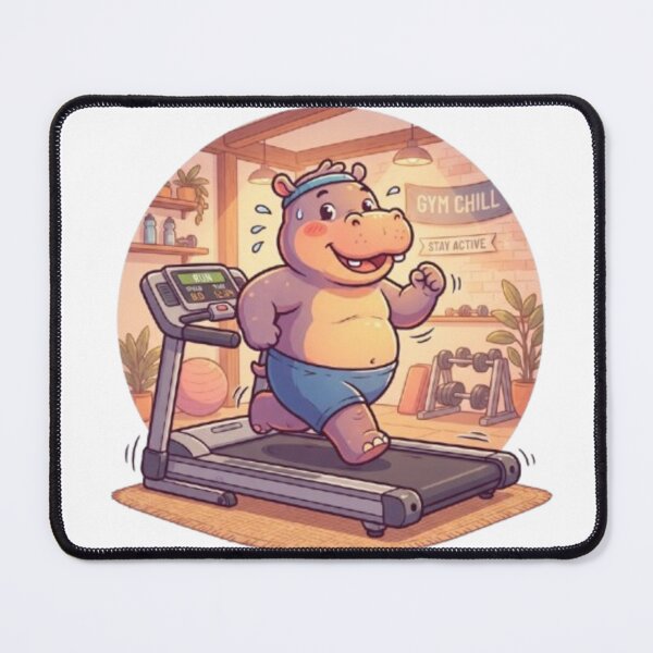 Item preview, Cute Hippo Running on Treadmill Gym Cartoon designed and sold by Covenist.