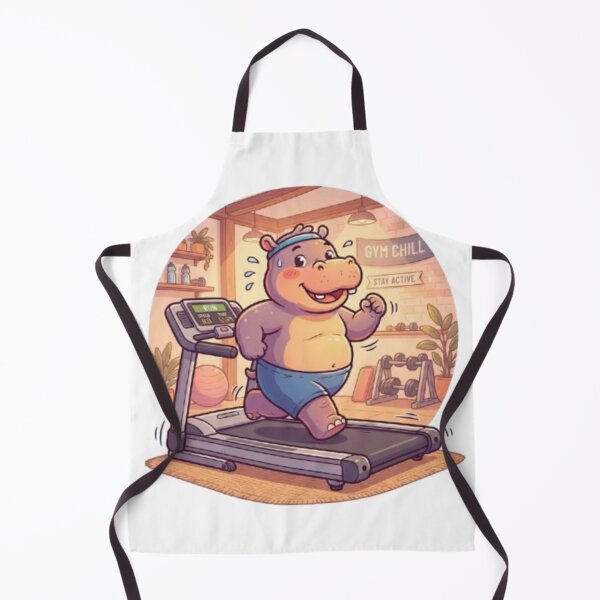 Item preview, Cute Hippo Running on Treadmill Gym Cartoon designed and sold by Covenist.