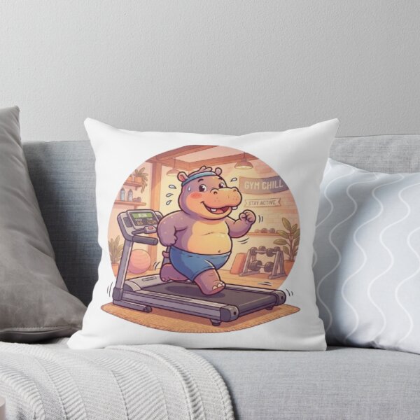 Item preview, Cute Hippo Running on Treadmill Gym Cartoon designed and sold by Zacushi.