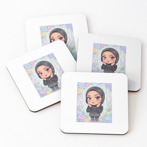 Item preview, Sparkle & Grace ChibiGlittering Hijab Anime ArtPastel Blossoms & Rhinestone designed and sold by TheModernMuslimchibi&more .