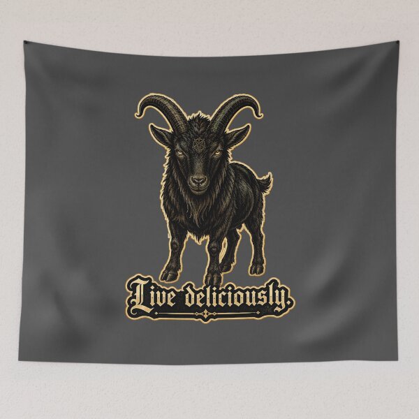 Item preview, Live Deliciously Gothic Black Goat Dark Fantasy Prints designed and sold by PinUpPizzazz.